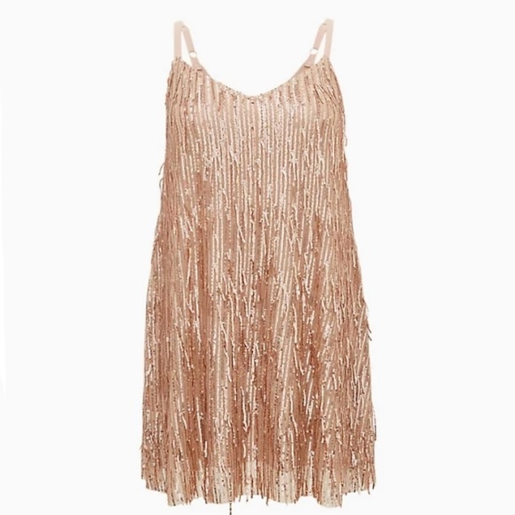 Torrid Rosegold Shimmer Fringe Dress - Picture 6 of 11